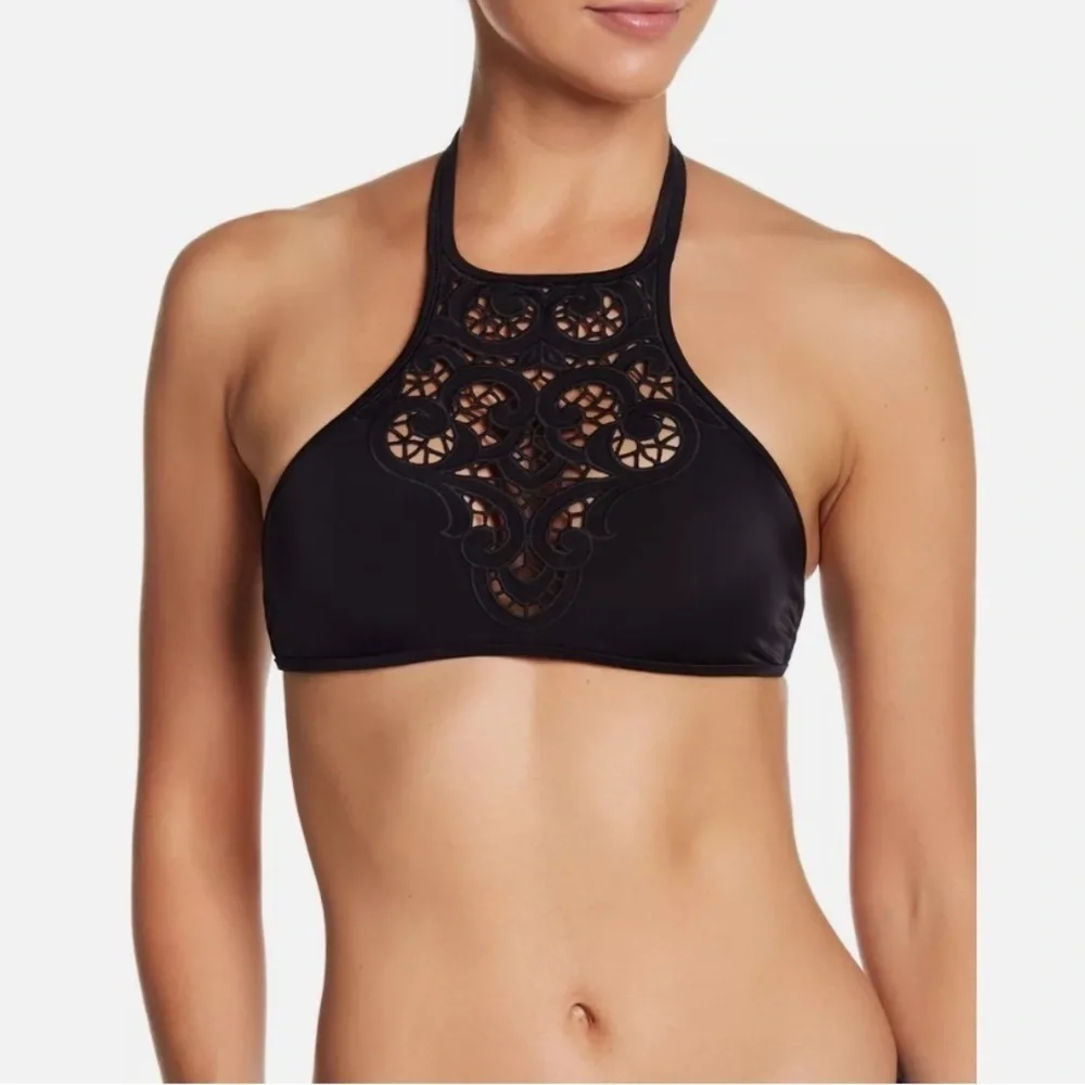 TORI PRAVER Gigi lace cutout halter bikini top